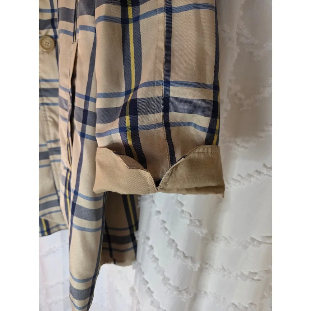 Brylane Woman Weather Solutions Beige Plaid Reversible Trench Coat Size 24W Hat - Picture 4 of 9